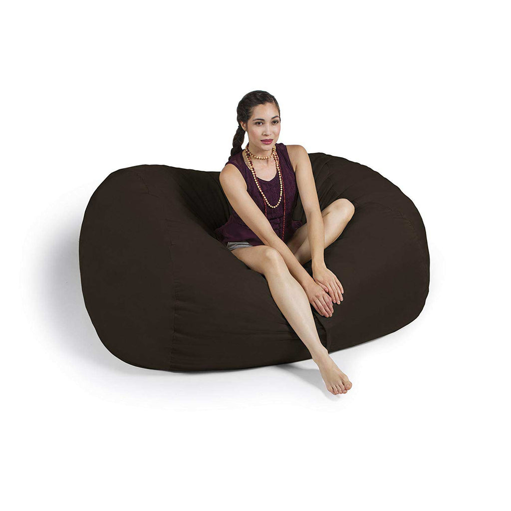 Jaxx 5.5' Big Bean Bag Loveseat - Chocolate Brown