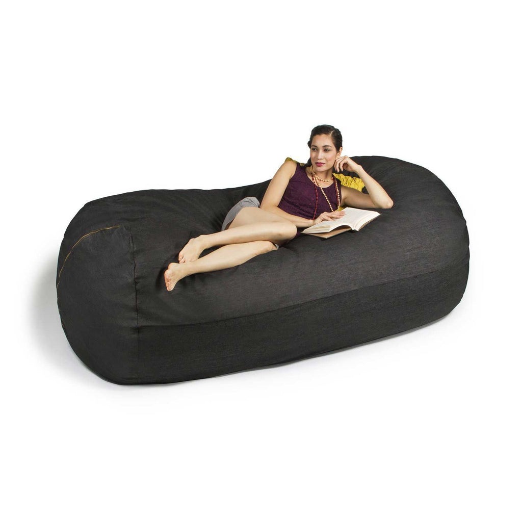 Jaxx 7.5' Sofa Saxx Giant Bean Bag Couch - Black Denim