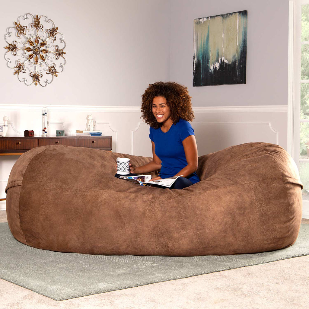 Jaxx 7.5' Sofa Saxx Giant Bean Bag Couch - Saddle Brown