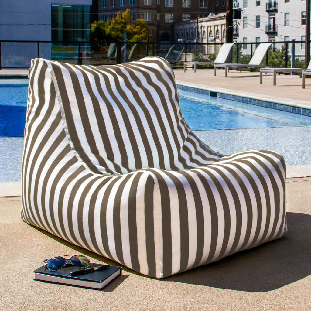 Jaxx Ponce Outdoor Bean Bag Chair - Taupe Stripes