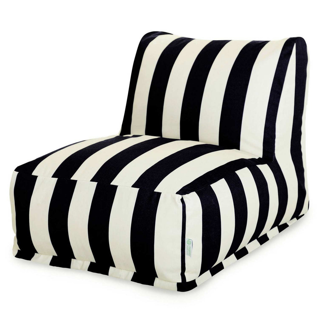 Vertical Stripe Outdoor Bean Bag Lounge Chair - Black