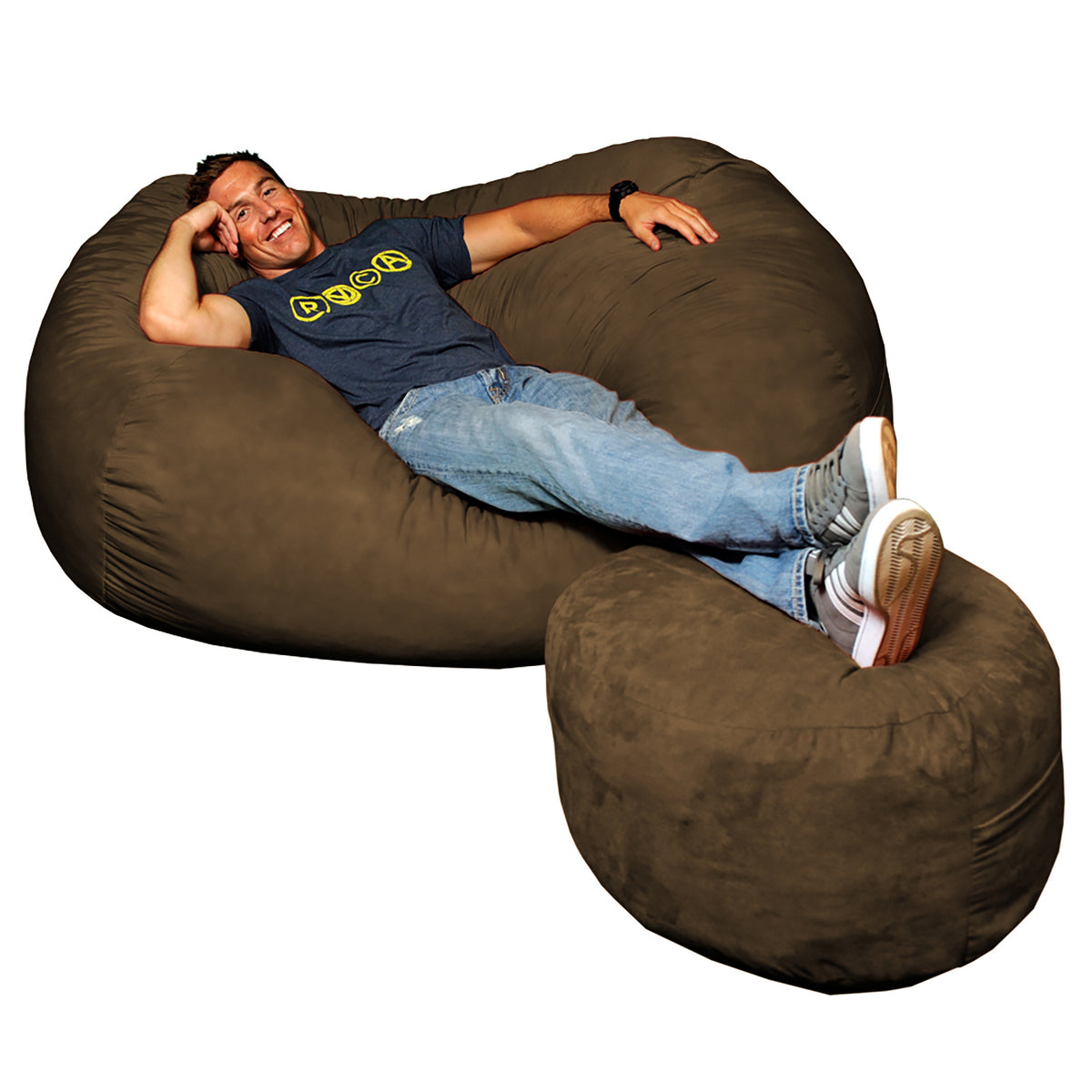 Theater Sacks 6' Big Bean Bag Loveseat Earth Brown