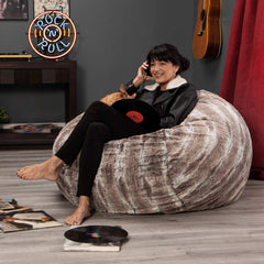 Jaxx 4' Classic Saxx Big Bean Bag Chair - Mountain Fox Fur