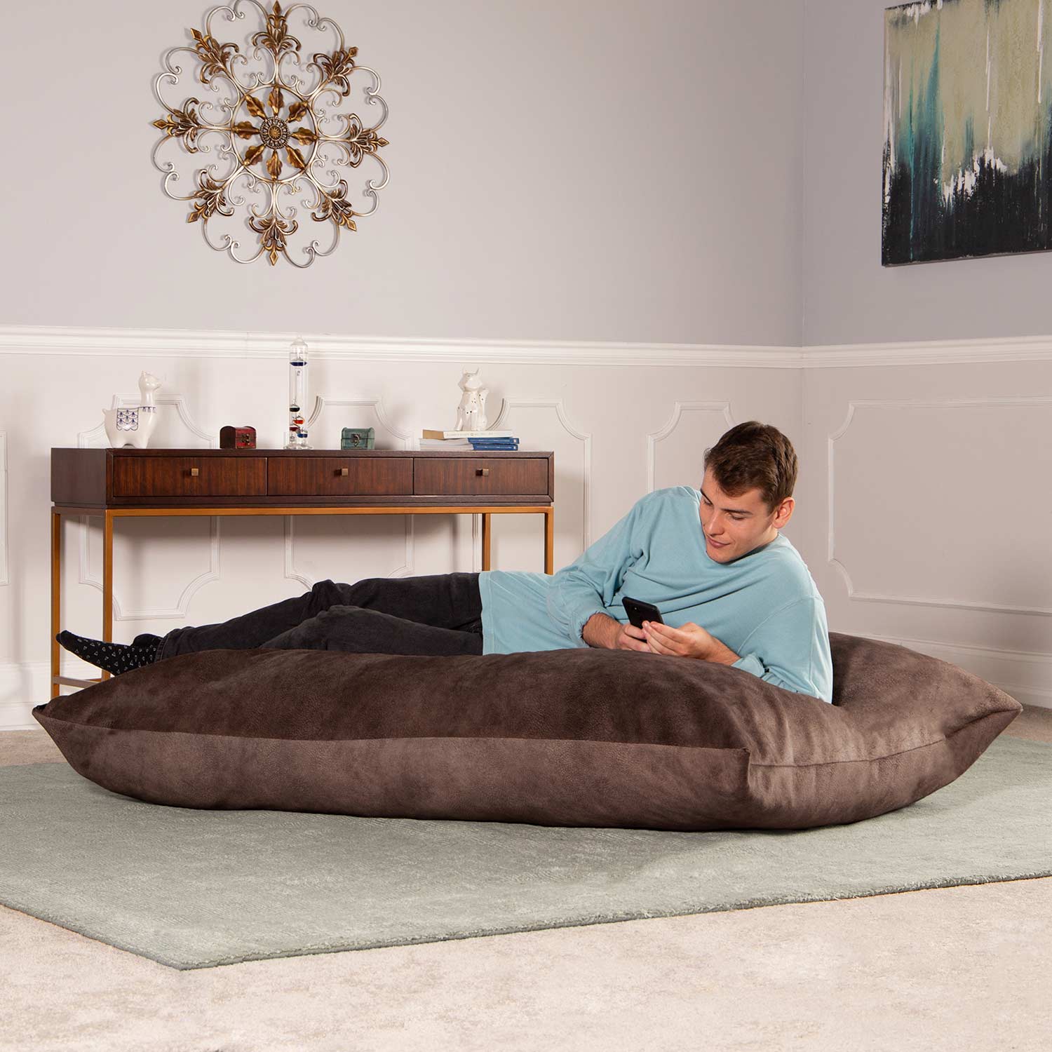 Jaxx 5.5' Pillow Saxx Adult Bean Bag Floor Pillow - Chestnut Brown