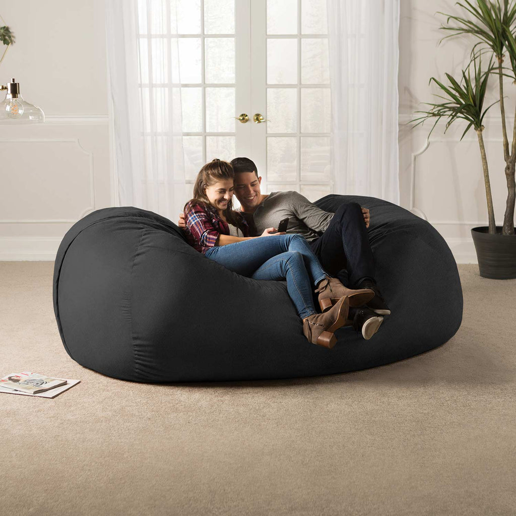 Jaxx 7.5' Sofa Saxx Giant Bean Bag Couch - Black
