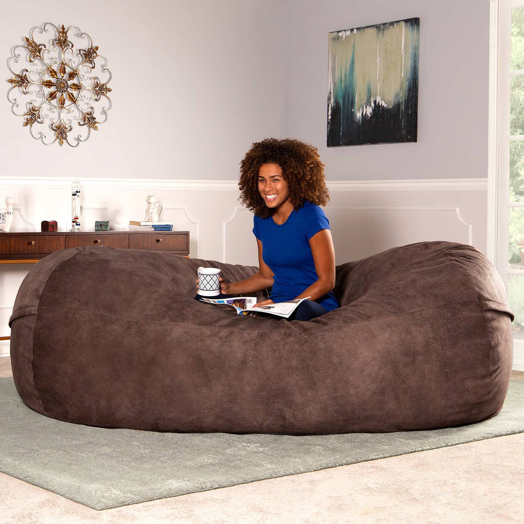 Giant Fluffy Fur Premium Comfy Bean Bag Chair Recliner, 5 ft / Blue