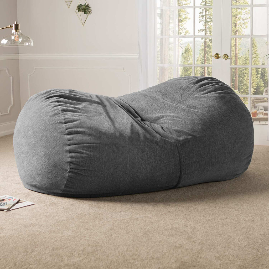 Giant Bean Bag Chair with Pillow, Fuzzy Comfy Bean Bag Sofa, Beige – Maxyoyo