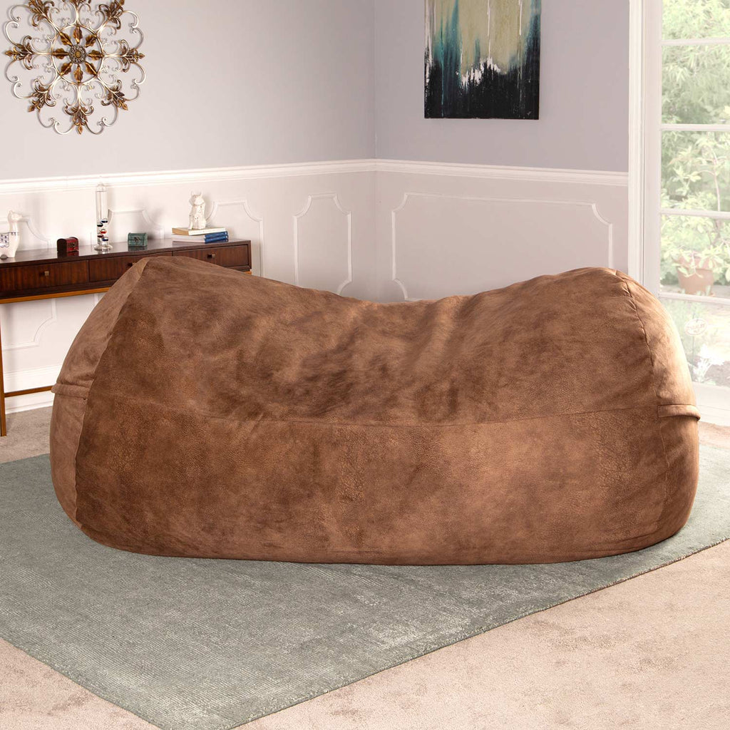 Jaxx 7.5' Sofa Saxx Giant Bean Bag Couch - Saddle Brown
