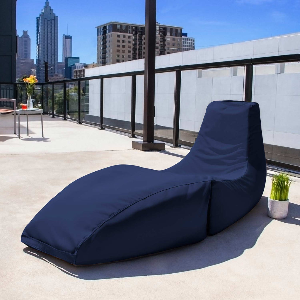 Jaxx Prado Outdoor Bean Bag Chaise Lounge Chair Navy Blue
