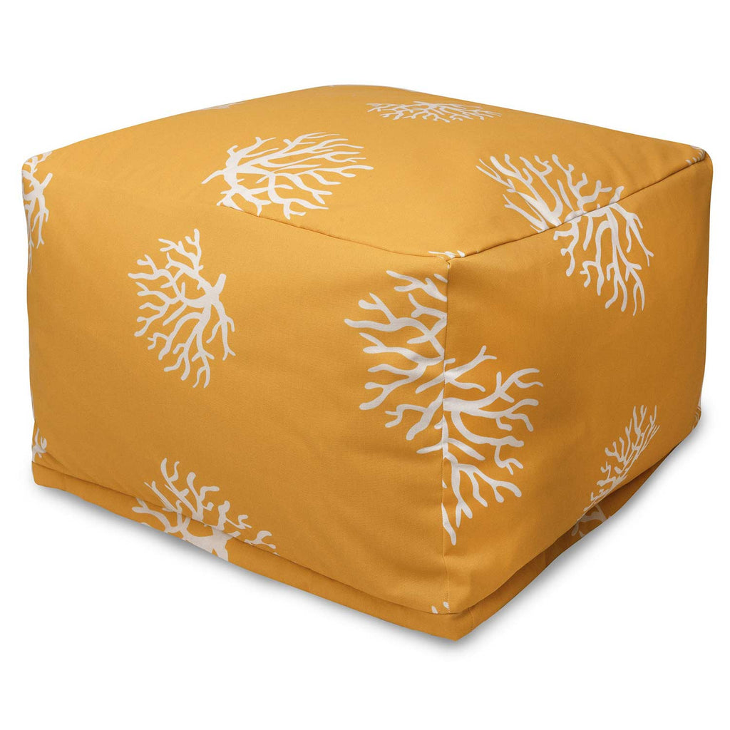 Coral Outdoor Bean Bag Ottoman - Yellow (Lg)