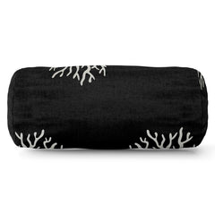 Coral Outdoor Round Bolster Pillow - Black