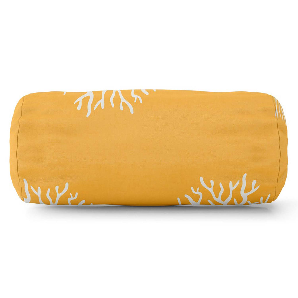 Coral Outdoor Round Bolster Pillow - Yellow