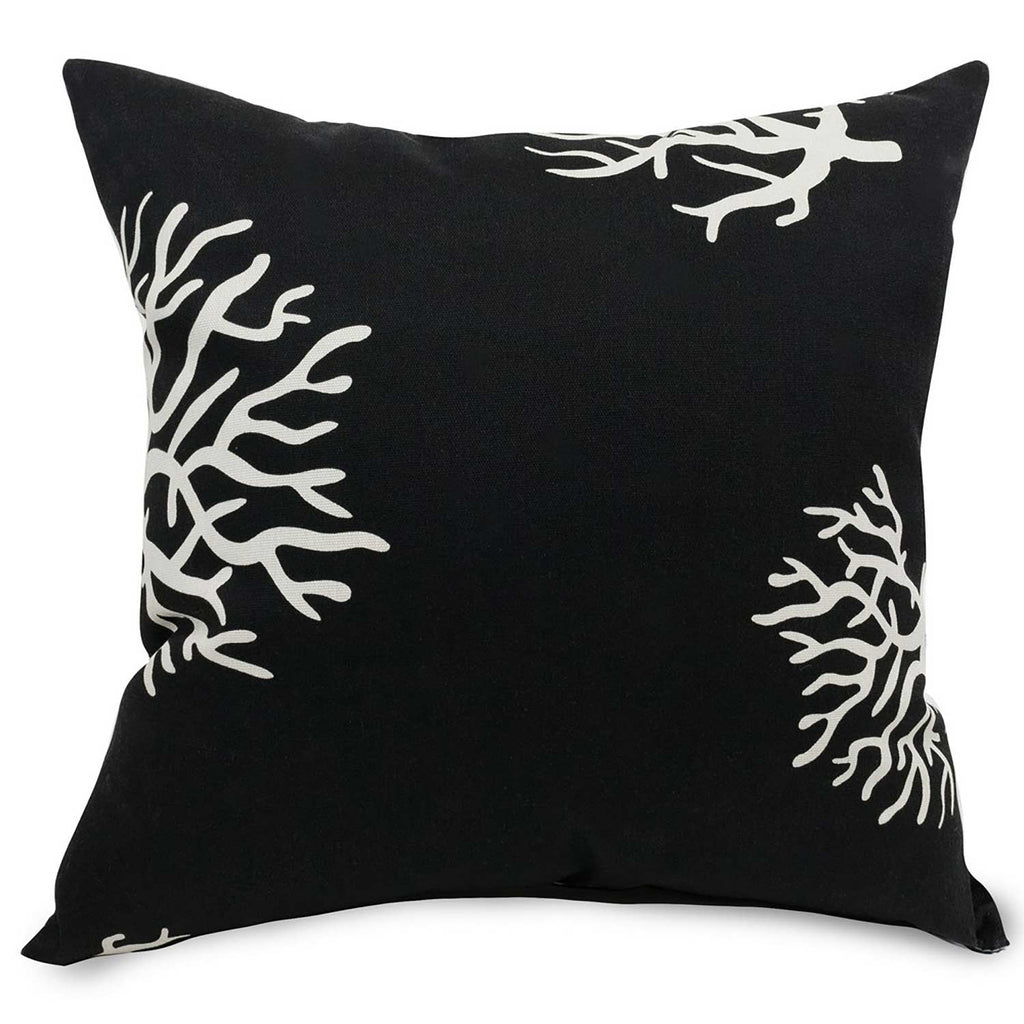 Coral Outdoor Throw Pillow - Black (Lg)