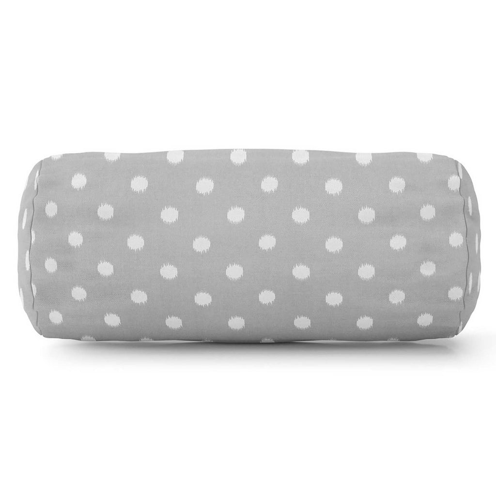 Ikat Dot Outdoor Round Bolster Pillow - Gray