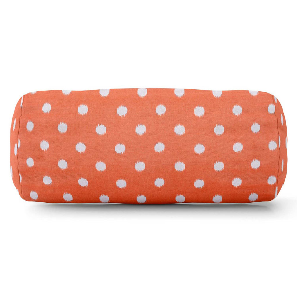 Ikat Dot Outdoor Round Bolster Pillow - Orange
