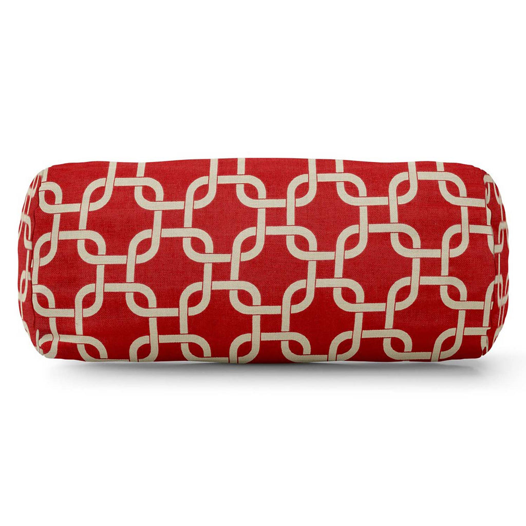 Links Outdoor Round Bolster Pillow - Red