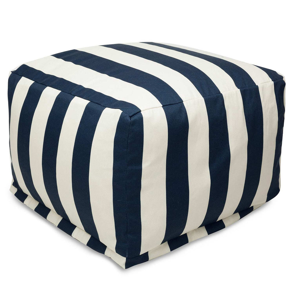 Vertical Stripe Outdoor Bean Bag Ottoman - Navy Blue (Lg)