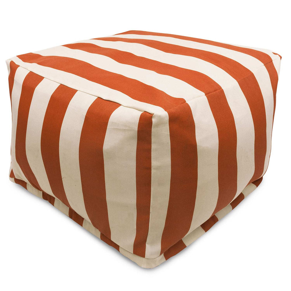 Vertical Stripe Outdoor Bean Bag Ottoman - Orange (Lg)
