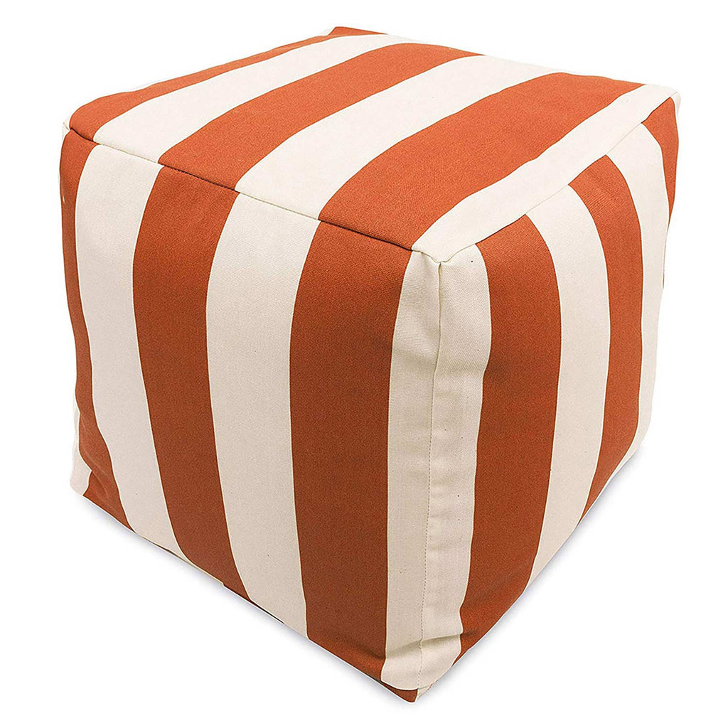 Vertical Stripe Outdoor Bean Bag Ottoman - Orange (Sm)