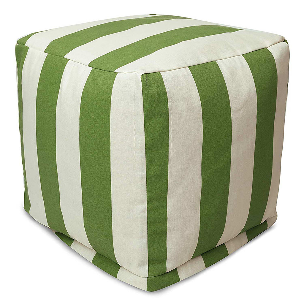 Vertical Stripe Outdoor Bean Bag Ottoman - Sage Green (Sm)