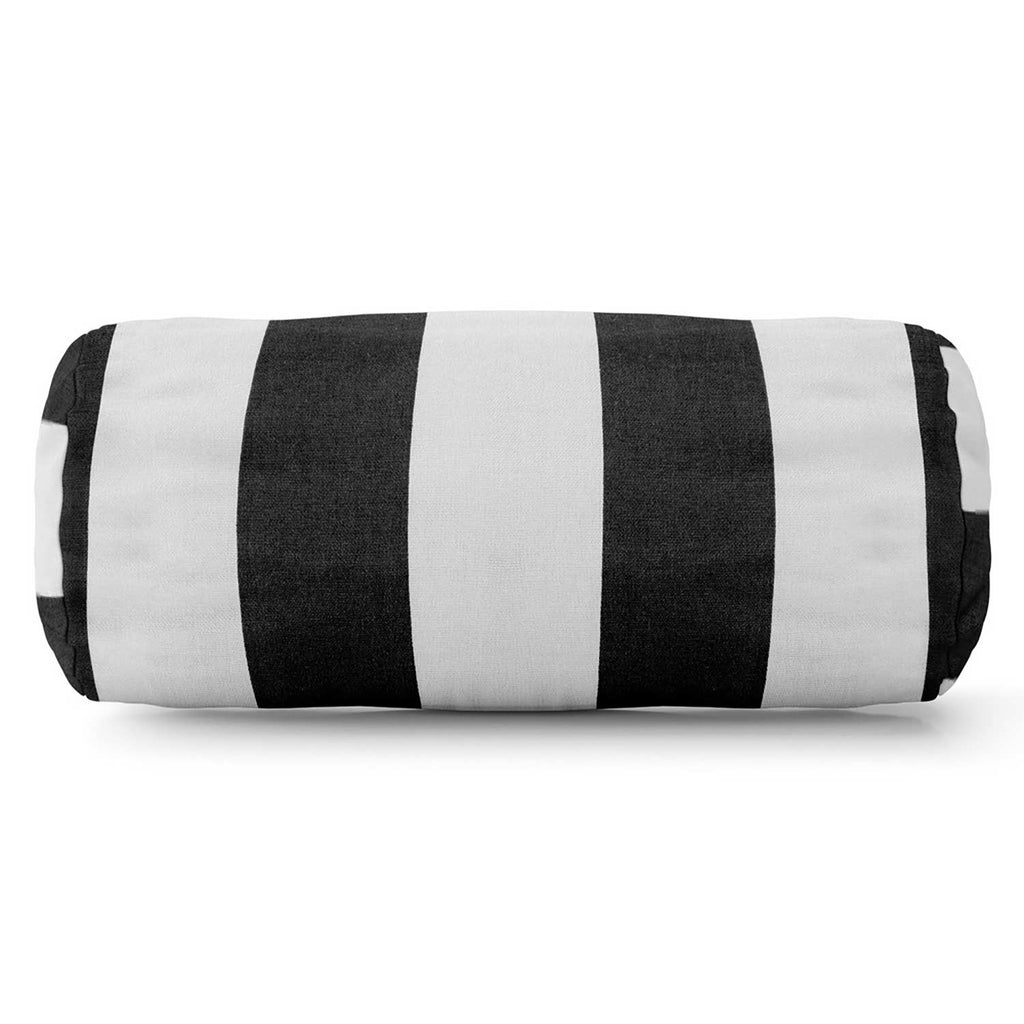 Vertical Stripe Outdoor Round Bolster Pillow - Black