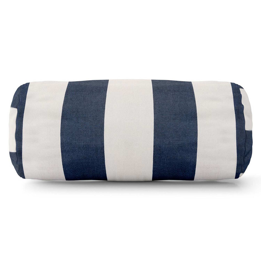 Vertical Stripe Outdoor Round Bolster Pillow - Navy Blue