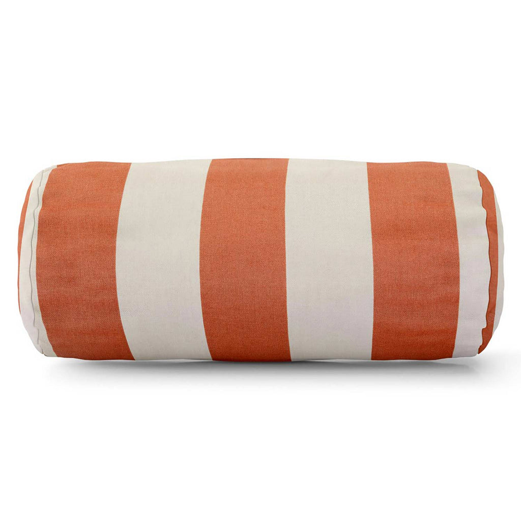 Vertical Stripe Outdoor Round Bolster Pillow - Orange