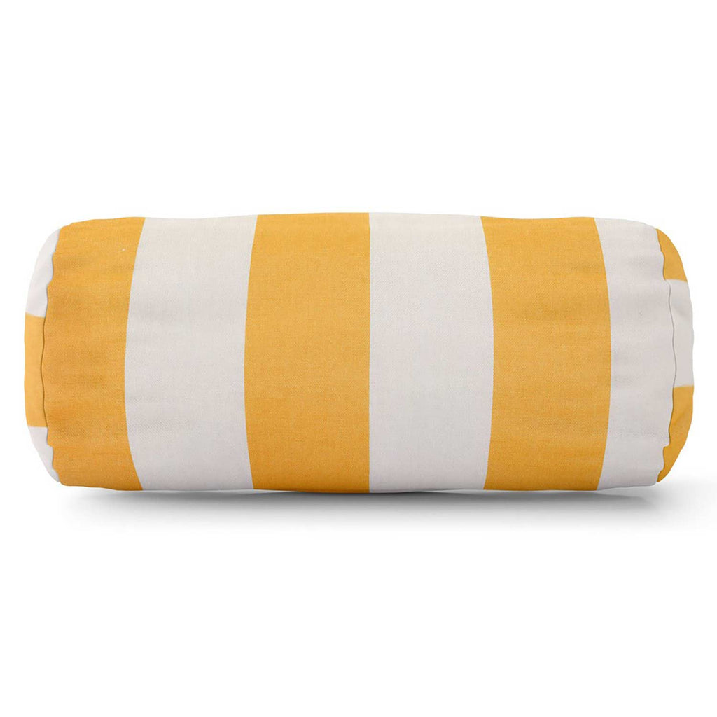 Vertical Stripe Outdoor Round Bolster Pillow - Yellow