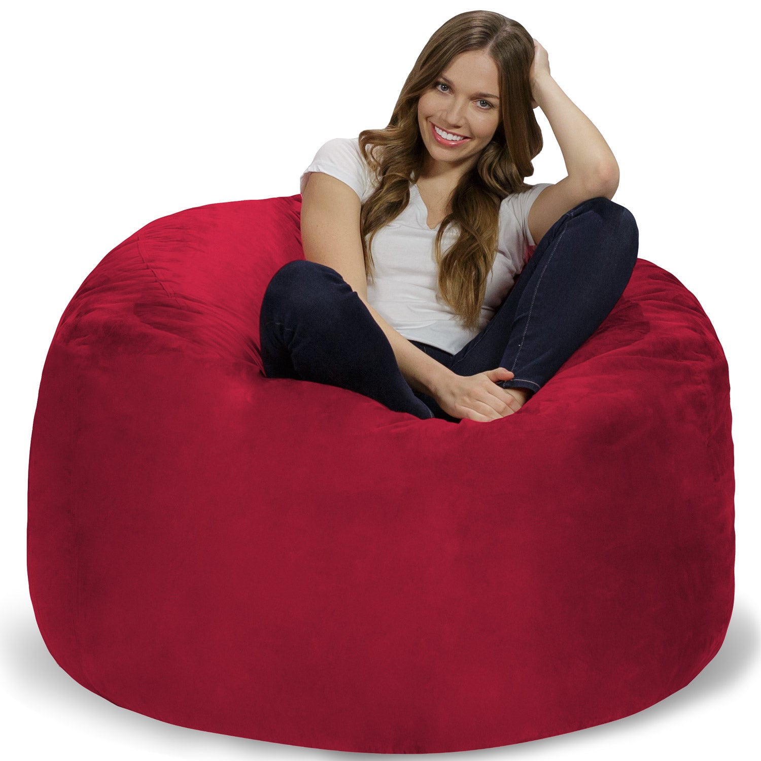 Sofa Sack 4 ft Memory Foam Bean Bag Chair, Cinnabar, Red